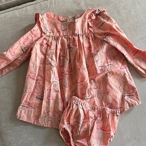 Wrangler Pink Cowboy Boot Print Dress and Bloomers
